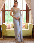 Ice Blue Luna Sari By KYNAH, Luxury Indian Fashion & Bridal Wear