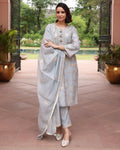 Ice Blue Vrinda Gota Jaal Kurta Set By KYNAH, Luxury Indian Fashion & Bridal Wear