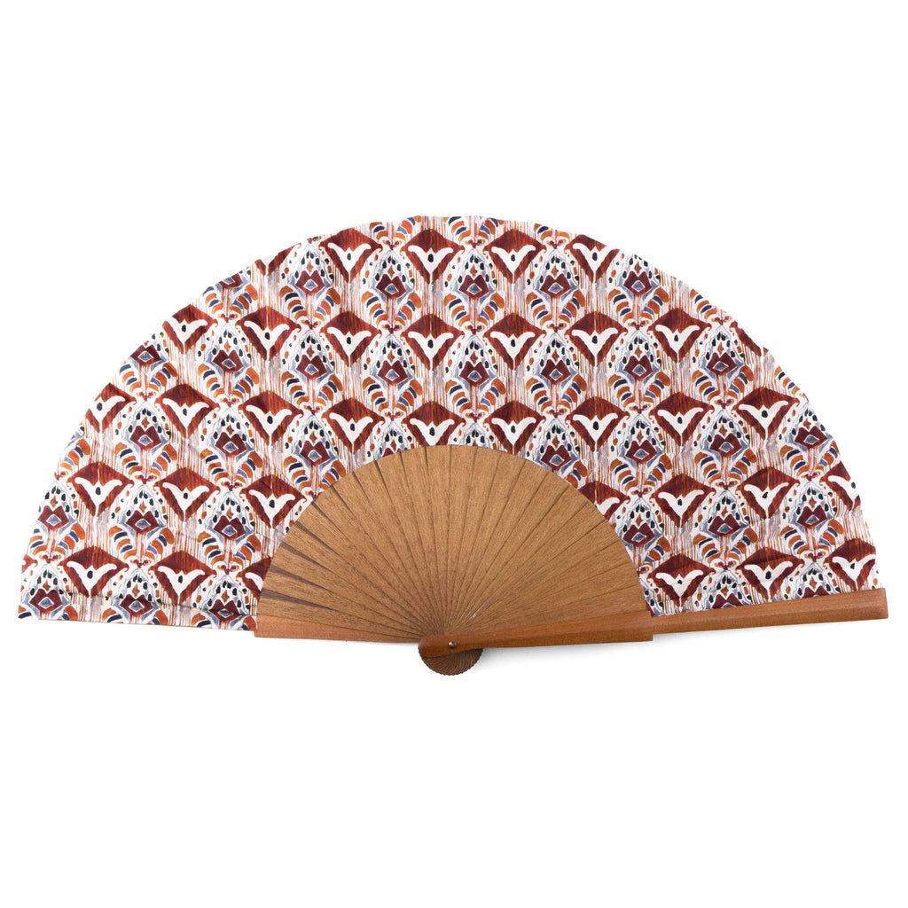 Ikat-Inspired Silk Fan – Handmade in Spain with Bocapi Wood