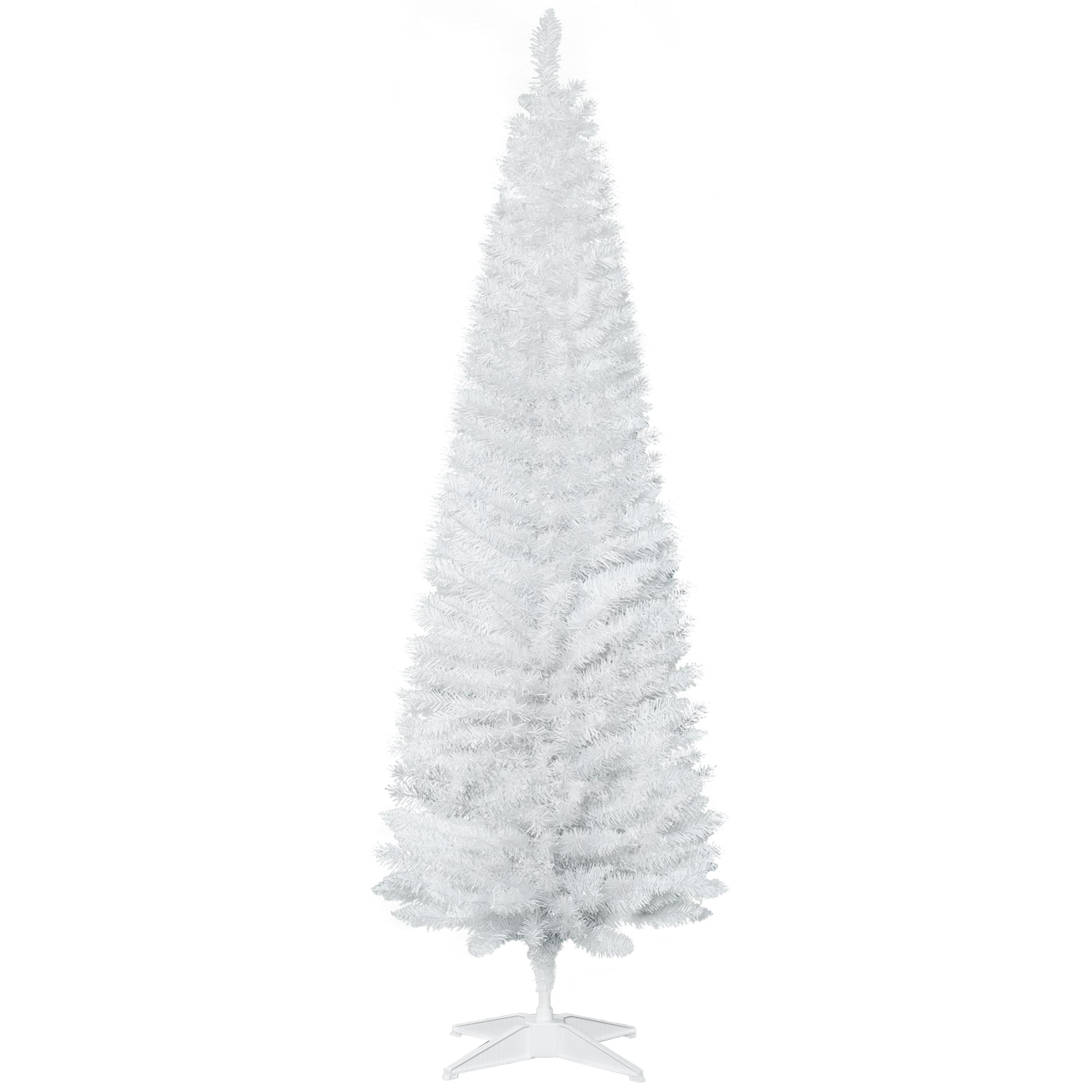 6ft Slim Artificial Christmas Tree with 390 Realistic Branch Tips & Plastic Stand, White