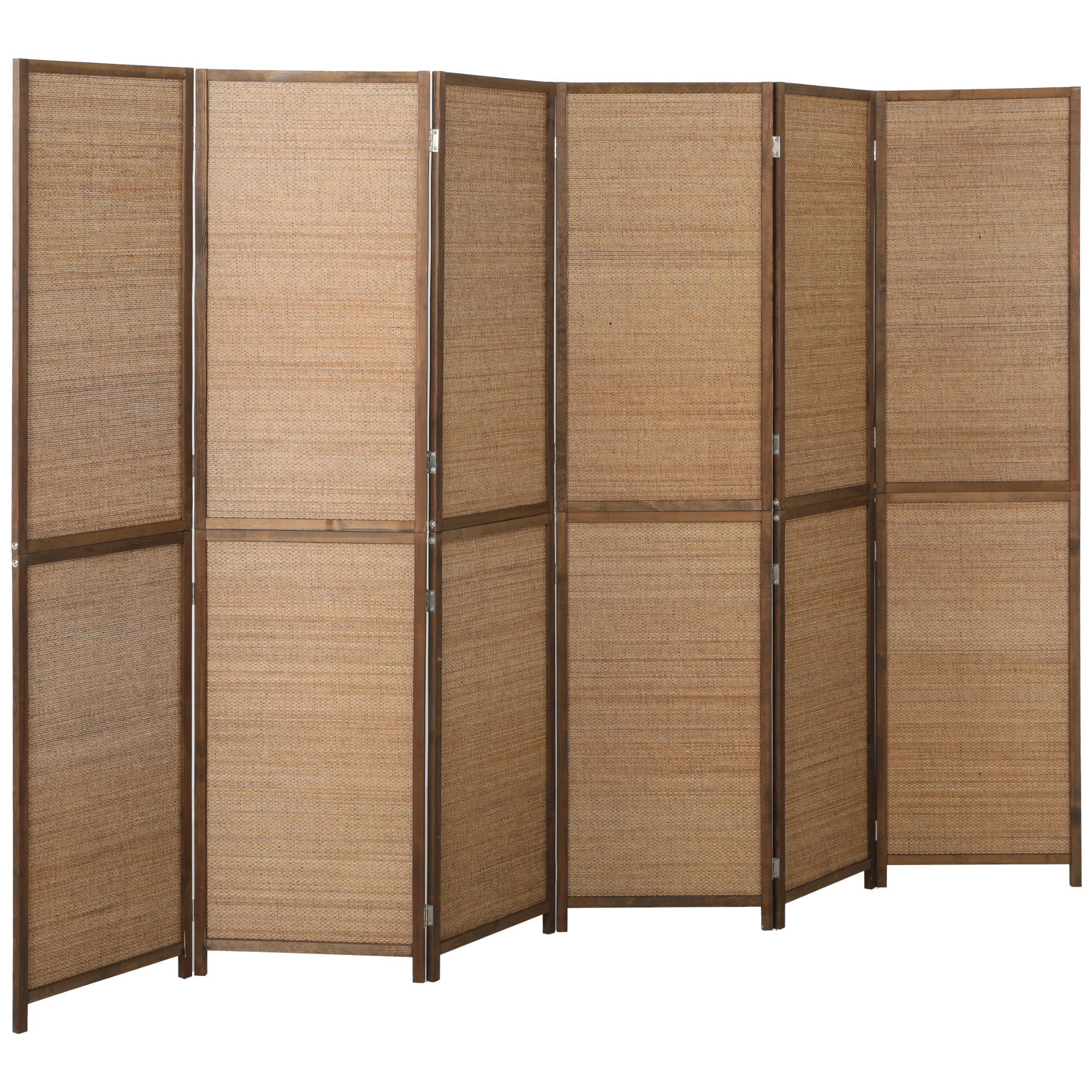 6 ft Folding Bamboo Room Divider with 6 Panels, Boho Privacy Screen Brown