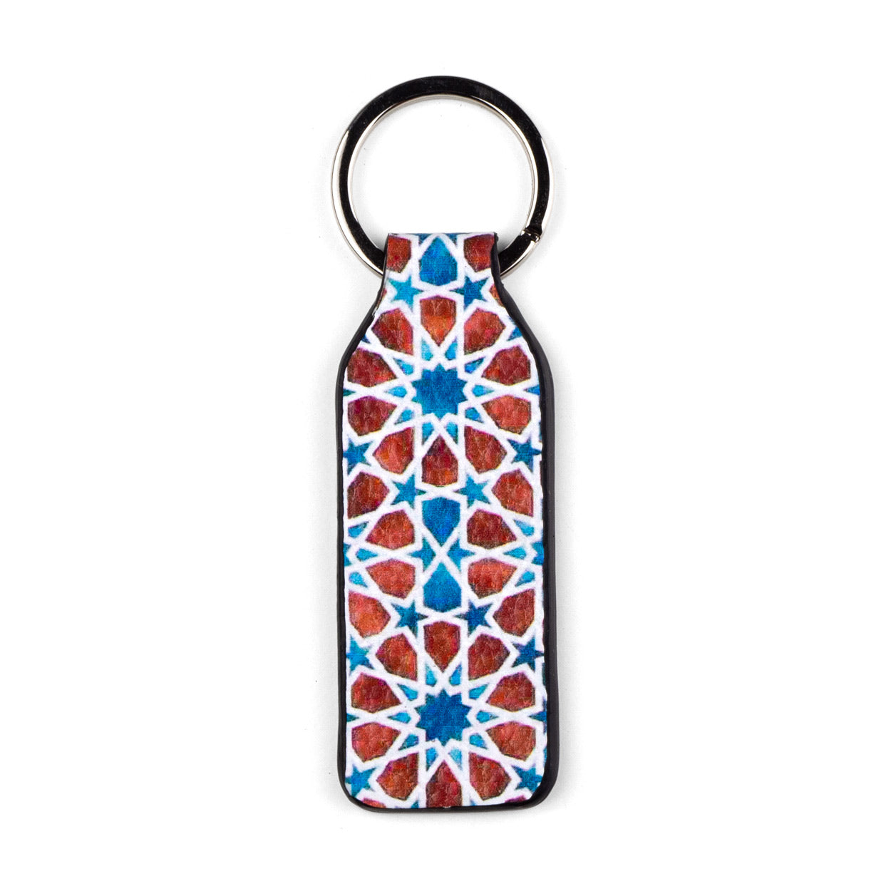 Brown and blue leather keychain Fátima