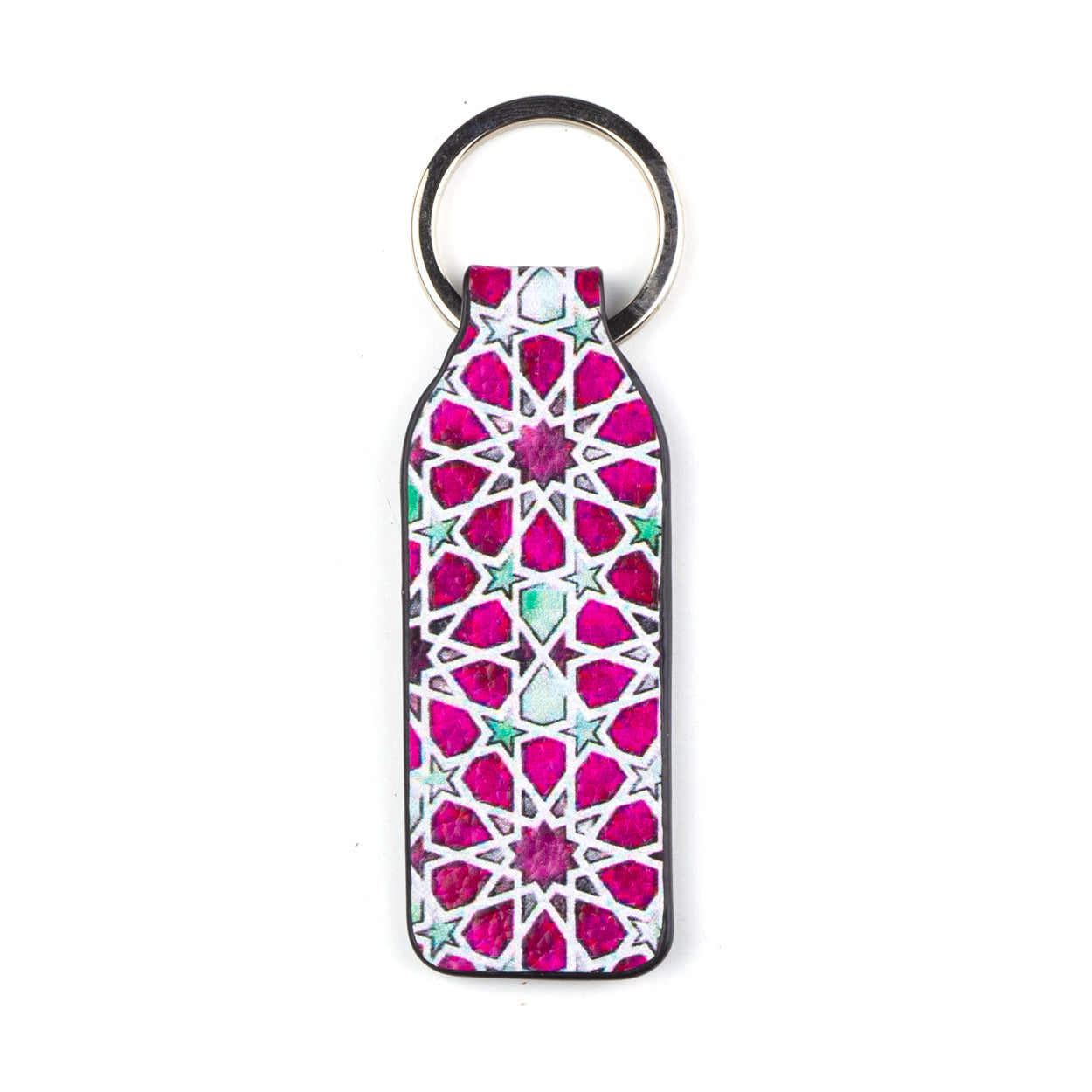 Pink Leather Keychain Fátima