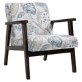 Mid-Century Fabric Armchair with Wood Legs  and Padded Cushion, Floral