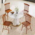 Windsor Dining Chairs Set of 4 with Rubber Wood Frame & Spindle Backrest for Dining or Living Room, Light Brown