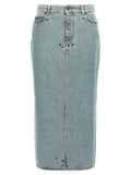 Moschino Rivet-Embellished Denim Skirt — Blue