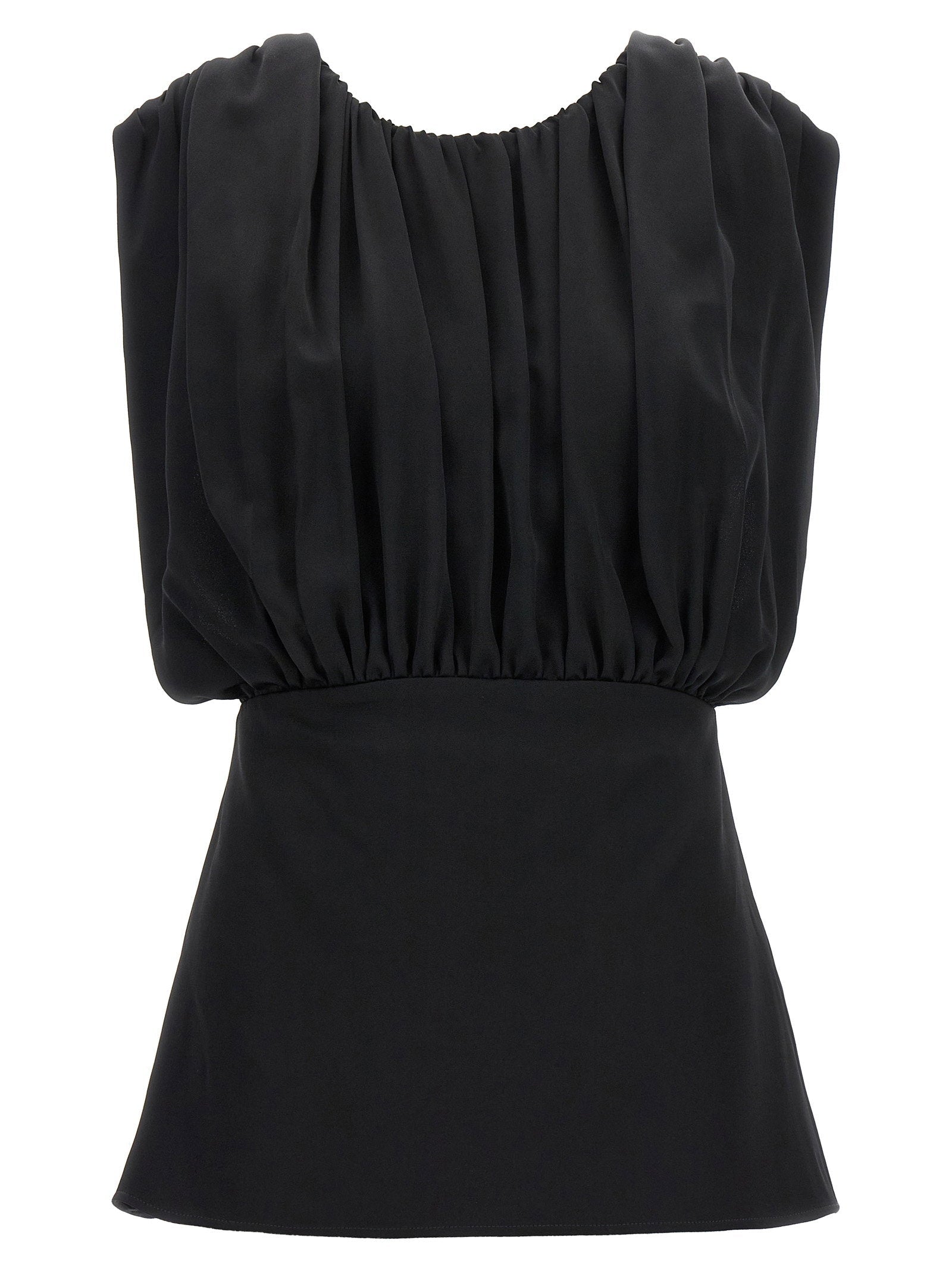 Jil Sander Crinkled Plastron Tank Top — Black