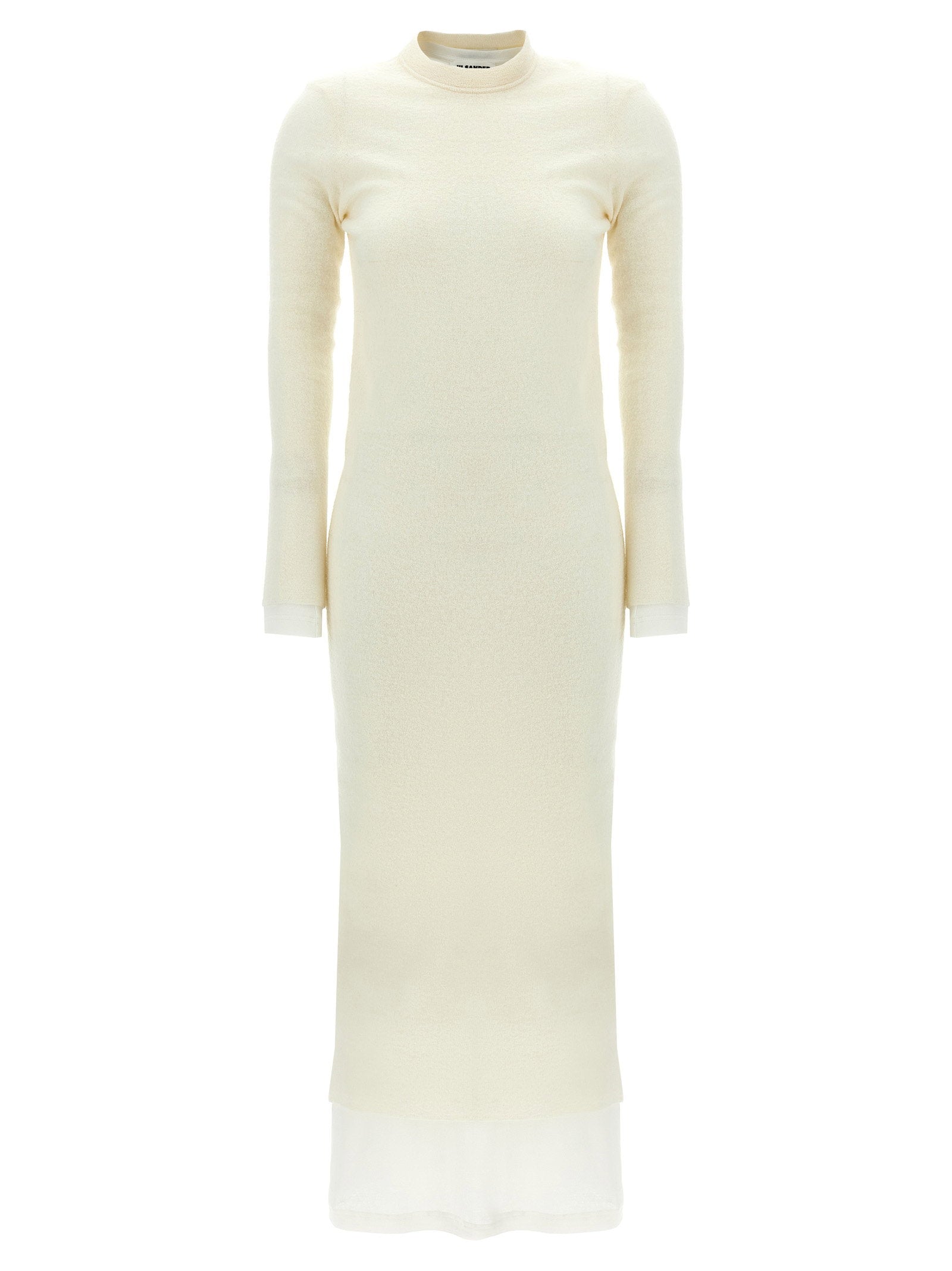 Jil Sander Wool with Removable Petticoat Dress — Cream