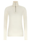 Jil Sander Virgin Wool Half-Zip Turtleneck Sweater — Ivory