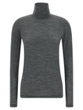 Jil Sander High-Neck Merino Knit Shirt — gray