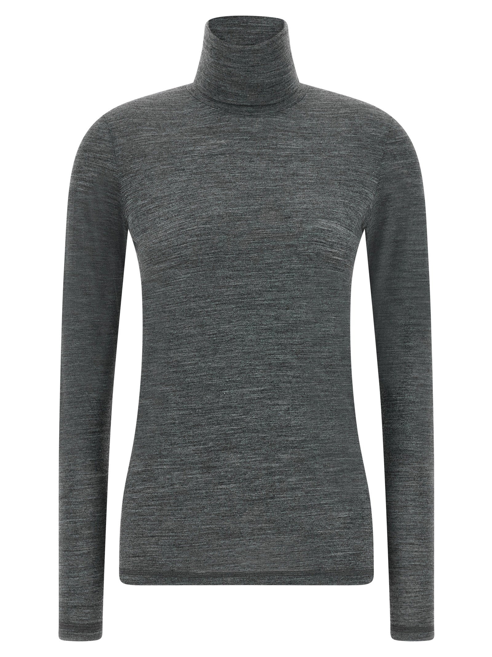 Jil Sander High-Neck Merino Knit Shirt — gray