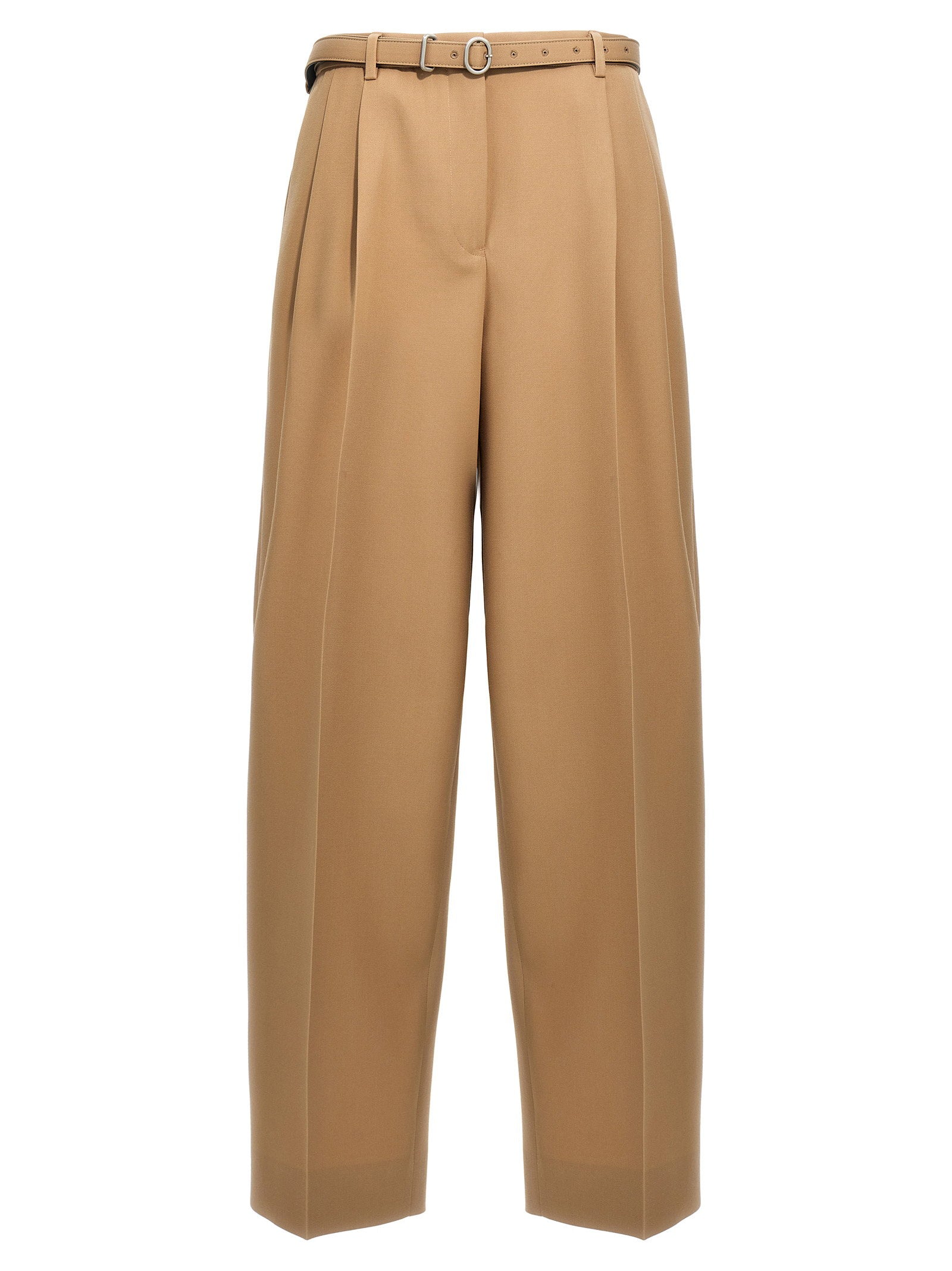 Jil Sander Wool Gabardine with Removable Belt Trousers — Camel