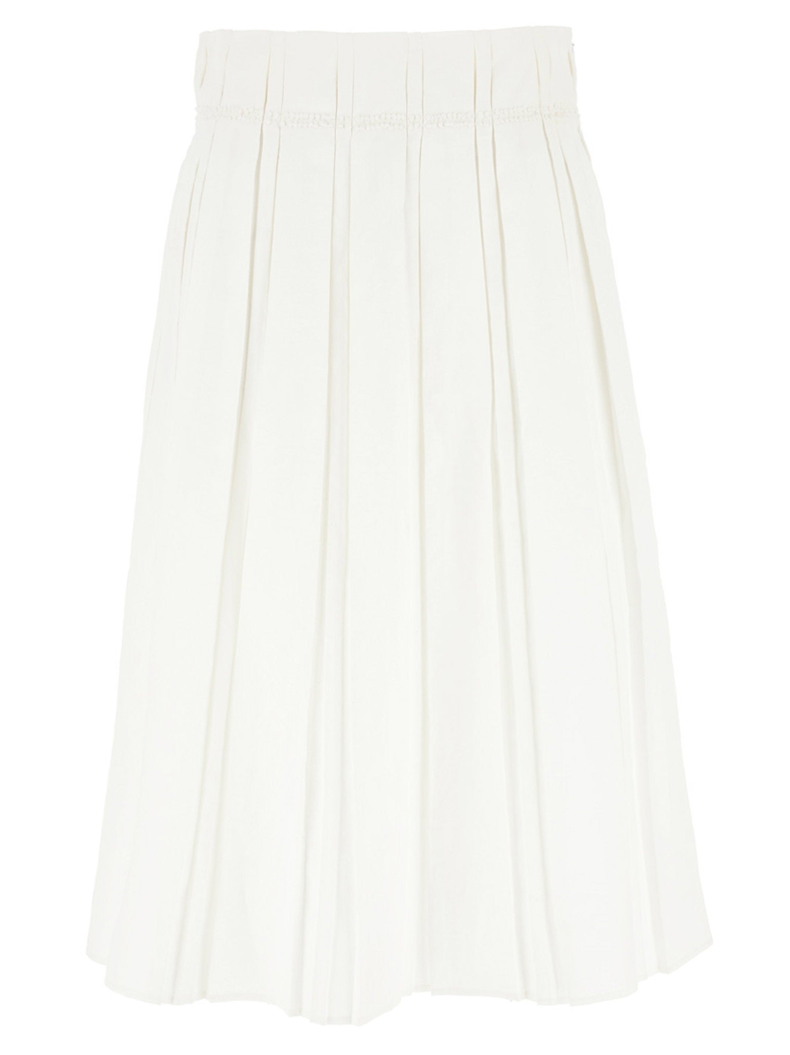 Jil Sander Pleated Linen Skirt — Cream