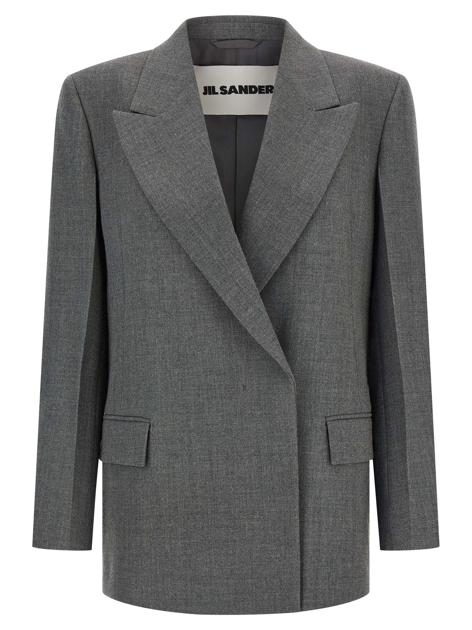 Jil Sander Double-Breasted Wool Blazer — charcoal