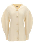 Jil Sander Ribbed Wool Cardigan — Cream