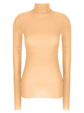 Jil Sander Silk Turtleneck Blouse — Beige