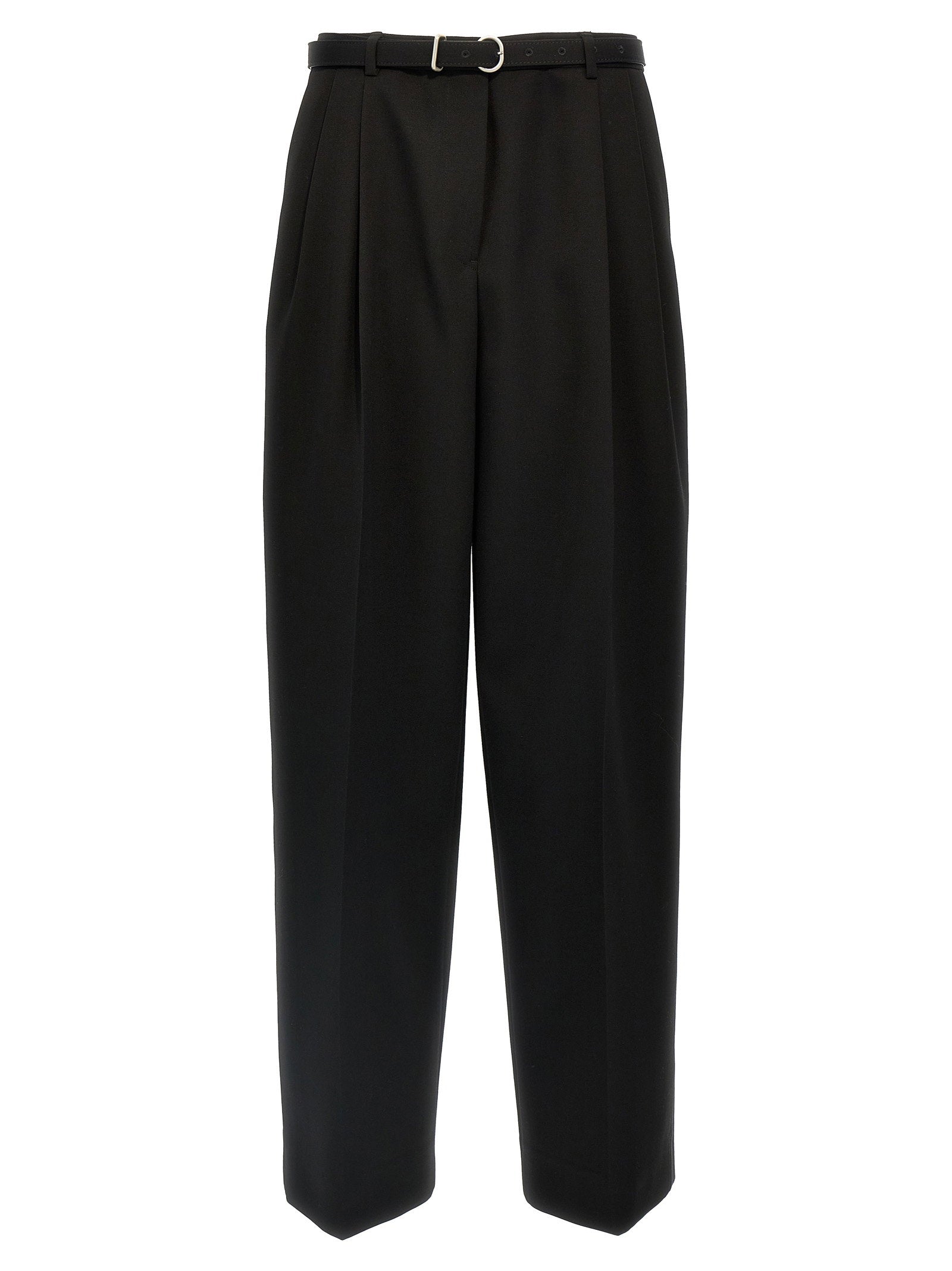 Jil Sander Wide-Leg Wool Trousers — Black
