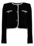 Moschino Grosgrain-Trimmed Crepe Jacket — Black
