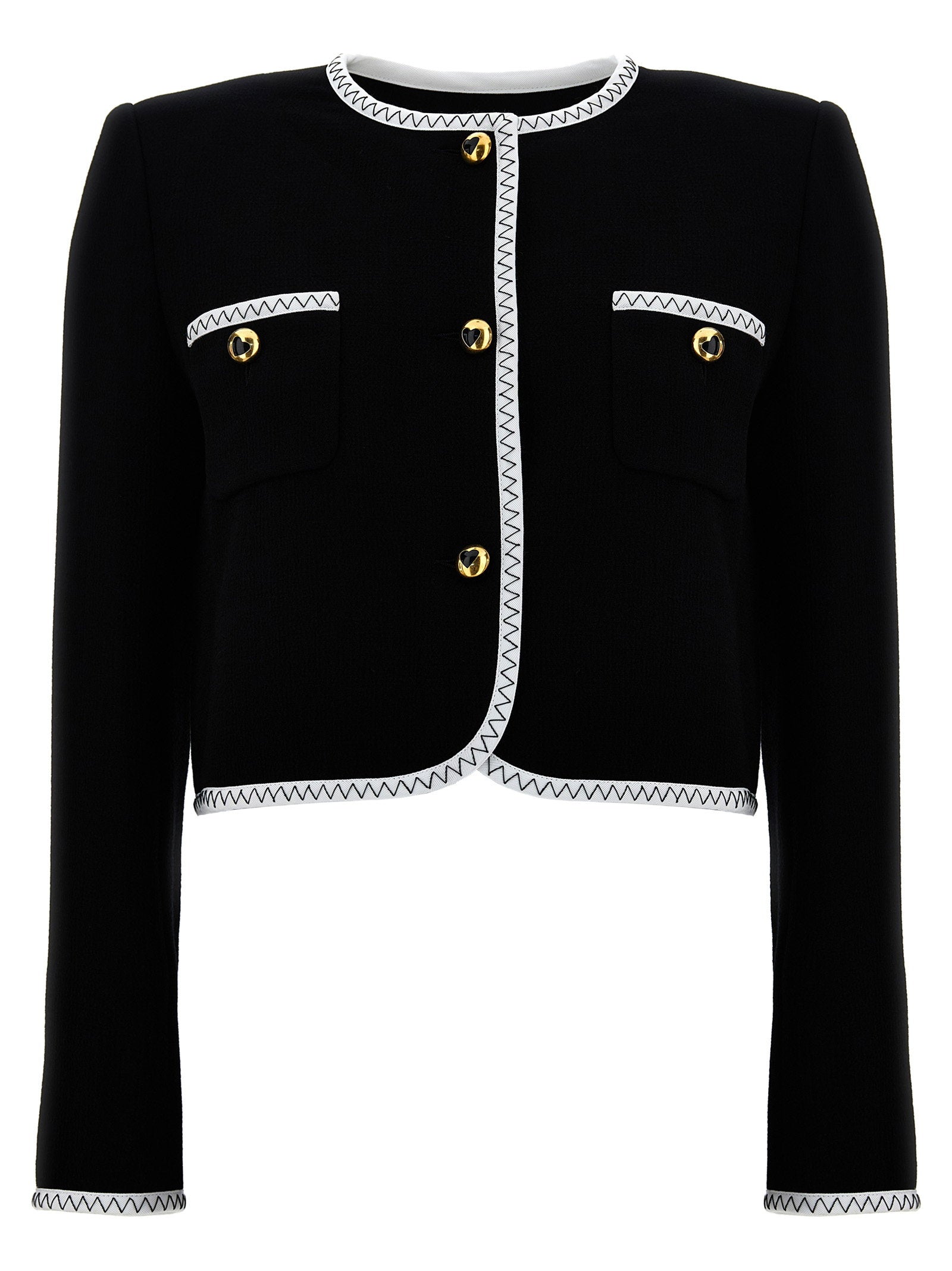 Moschino Grosgrain-Trimmed Crepe Jacket — Black