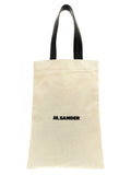 Bolso tote de lona con logo estampado Jil Sander - Crema