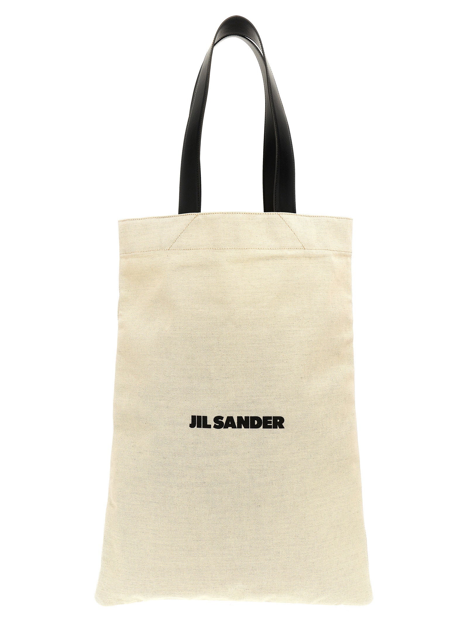 Jil Sander Logo-Print Canvas Tote Bag — Cream