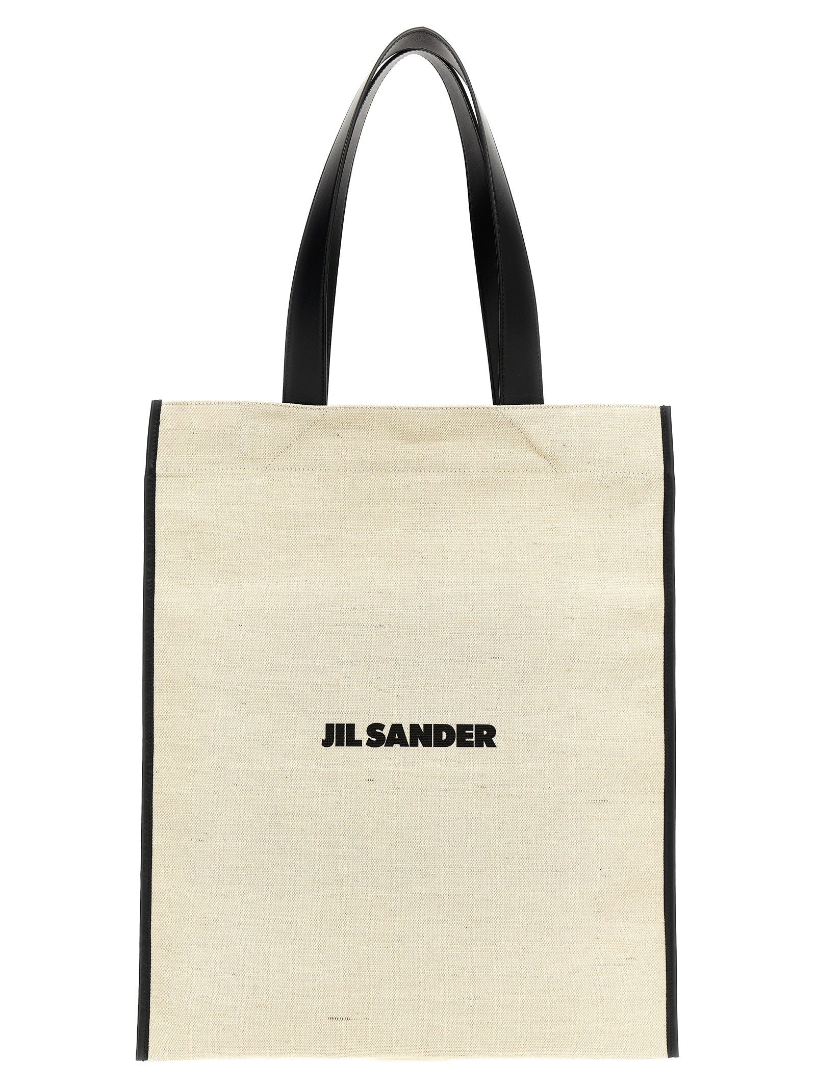 Jil Sander Canvas Logo Tote Bag — Cream