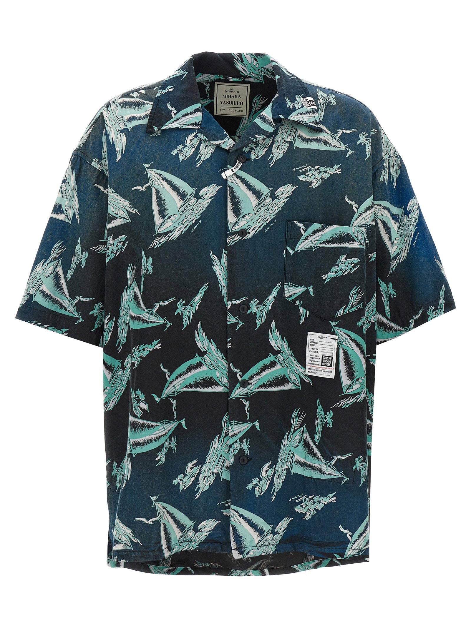 Maison Mihara Yasuhiro Sailboat-Print Cotton-Blend Shirt — Black