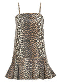 Ganni Leopard Print Organic Denim Dress — Multi