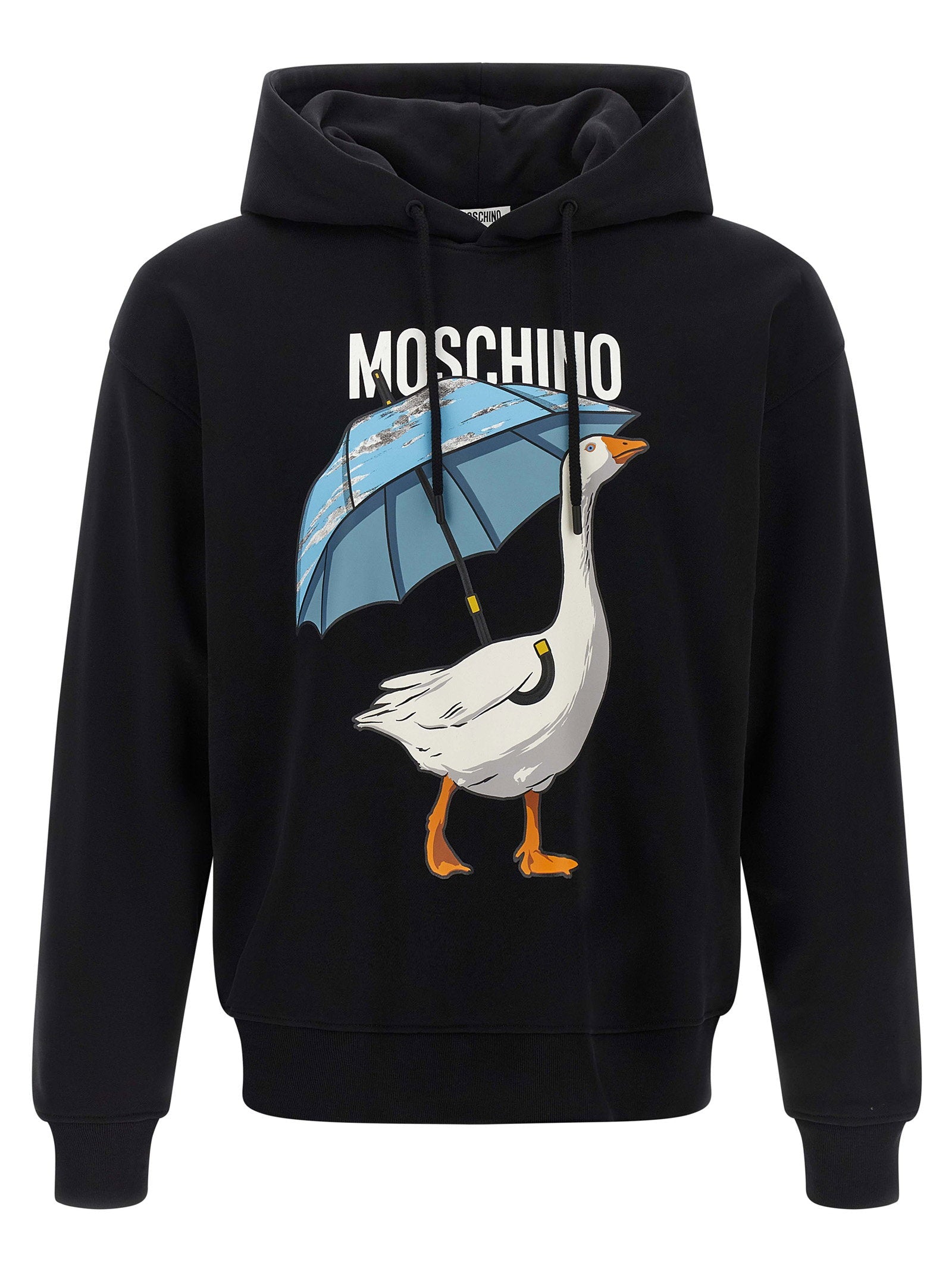 Moschino Goose-Print Cotton Hoodie — Black