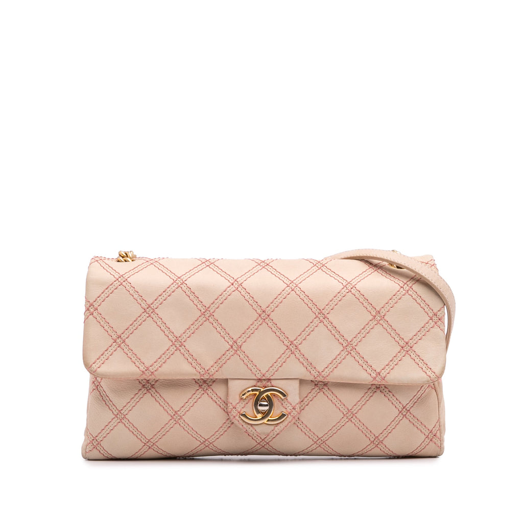 Jumbo Quilted Calfskin Triple Stitched Flap