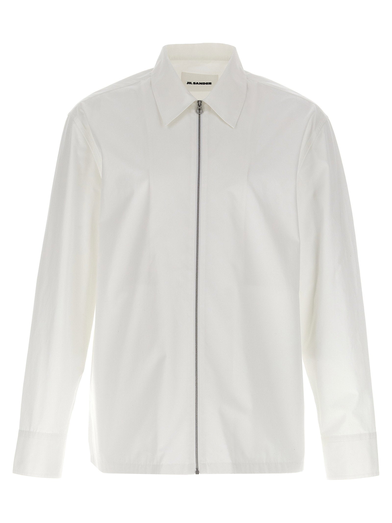 Jil Sander Organic Cotton Zip-Front Shirt — White