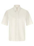 Camisa de popelina de algodón con logo bordado Jil Sander — Crema