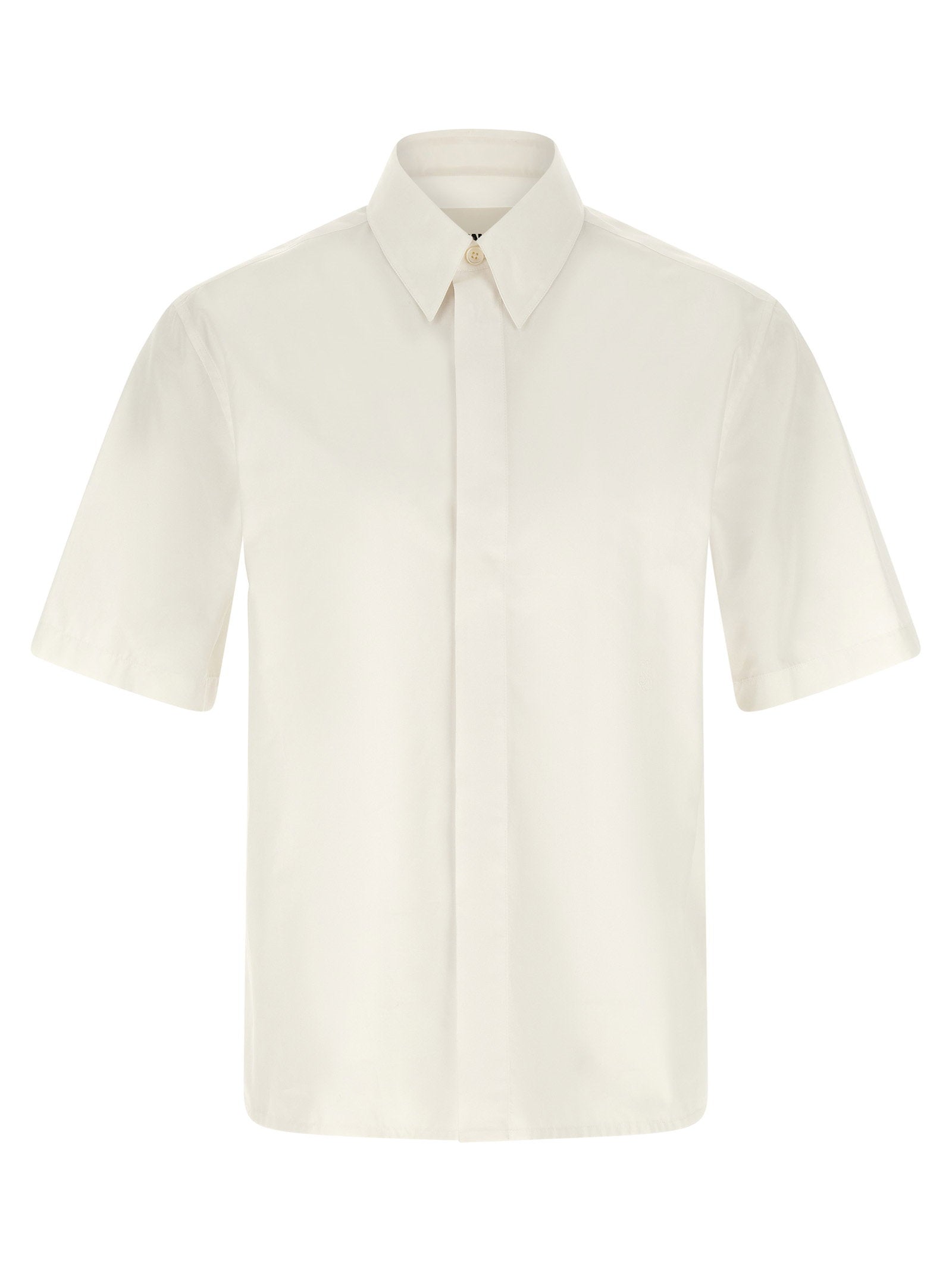 Jil Sander Logo-Embroidered Cotton Poplin Shirt — Cream