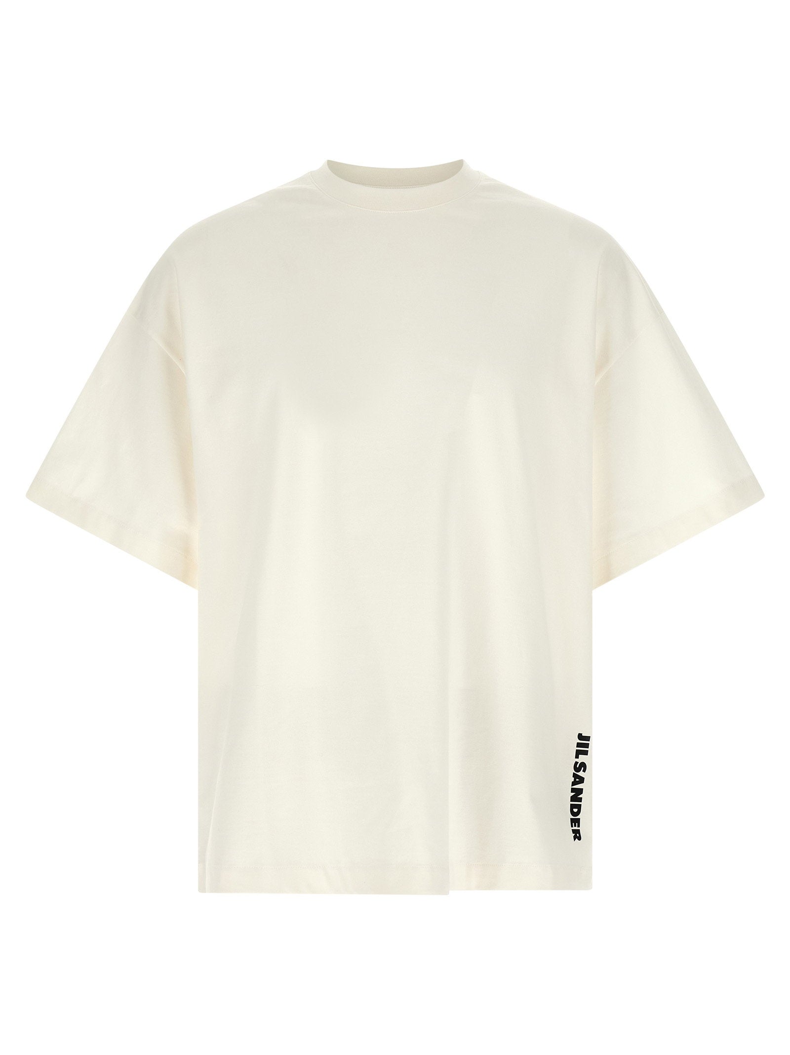 Jil Sander Logo-Print Cotton T-Shirt — Cream
