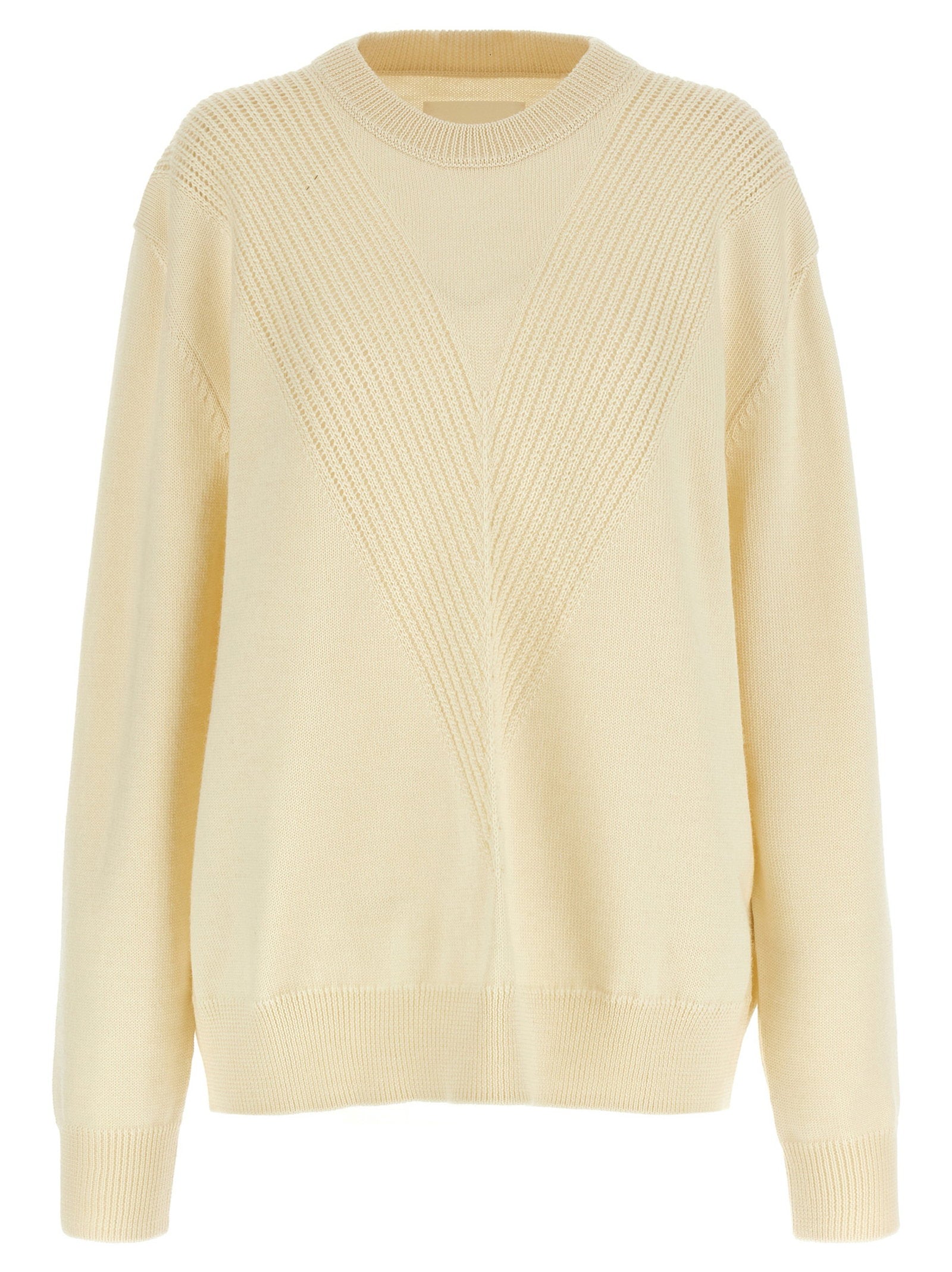 Jil Sander Textured Knit Wool Sweater — Cream