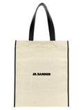 Jil Sander Logo-Print Canvas Tote Bag — Cream