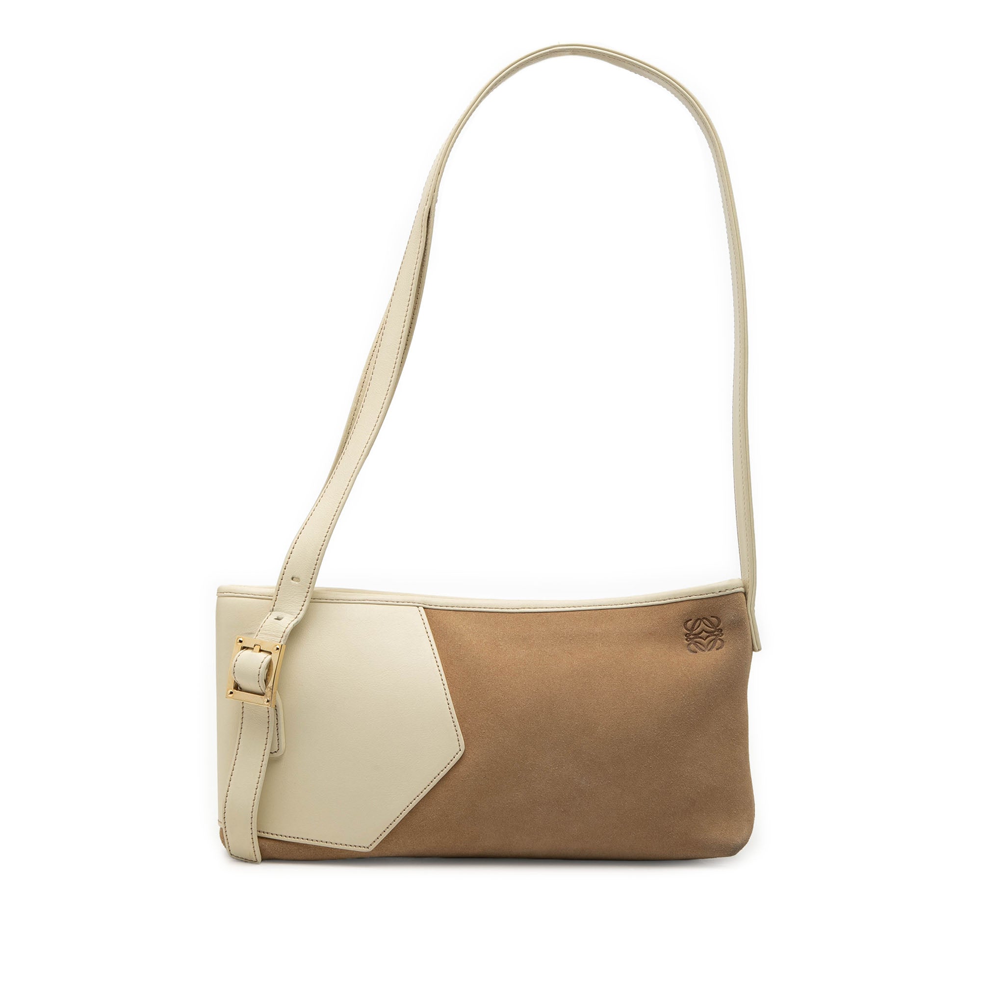 Suede Anagram Switching Shoulder Bag