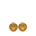 Gold Plated Coco Profile Round Clip On Earrings