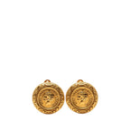 Gold Plated Coco Profile Round Clip On Earrings