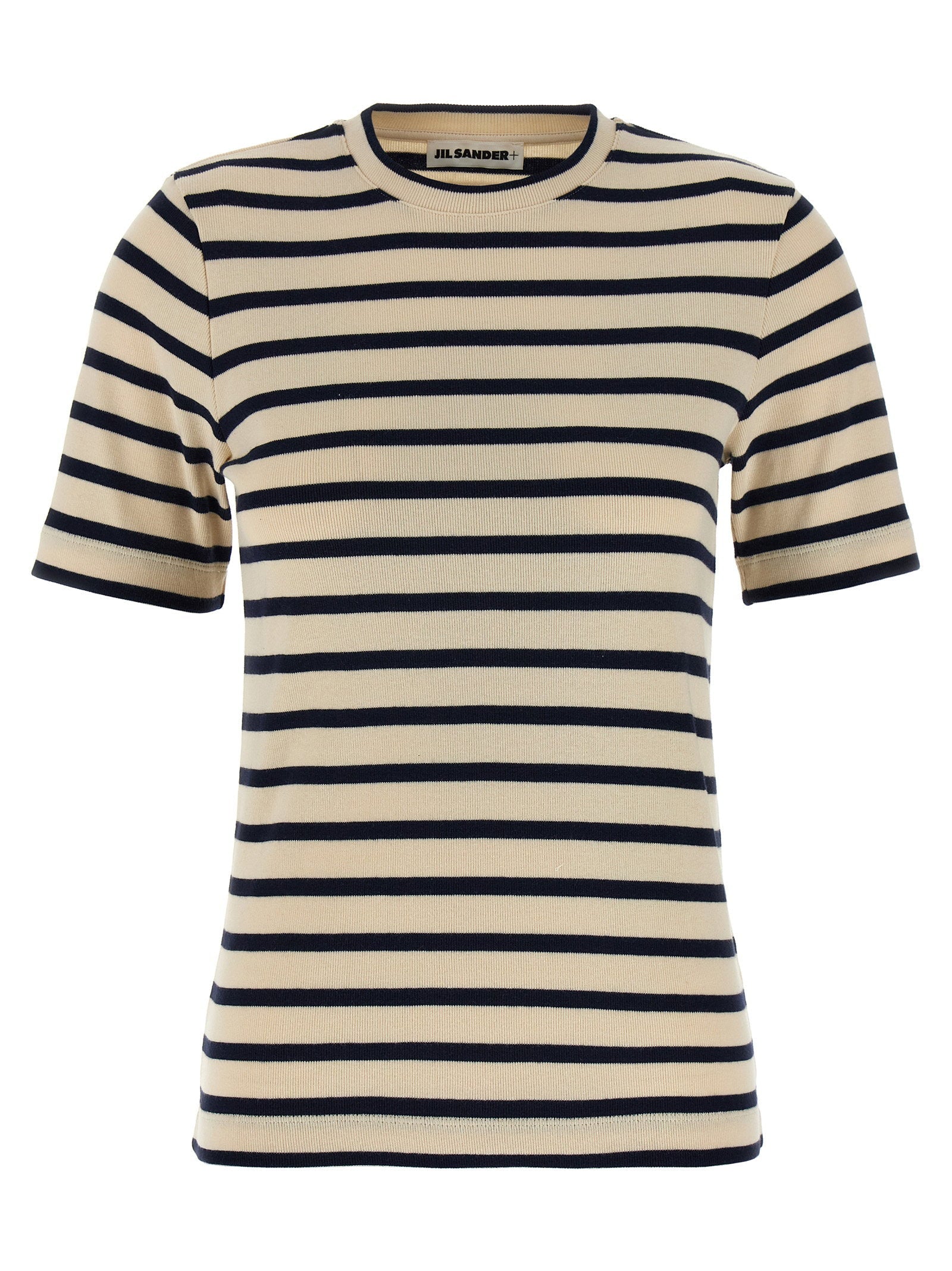 Jil Sander Striped Cotton Jersey T-shirt — Cream