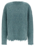 Jil Sander Raw-Fringed Wool Sweater — Sage
