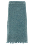 Jil Sander Brushed Shetland Wool Knit Skirt — teal