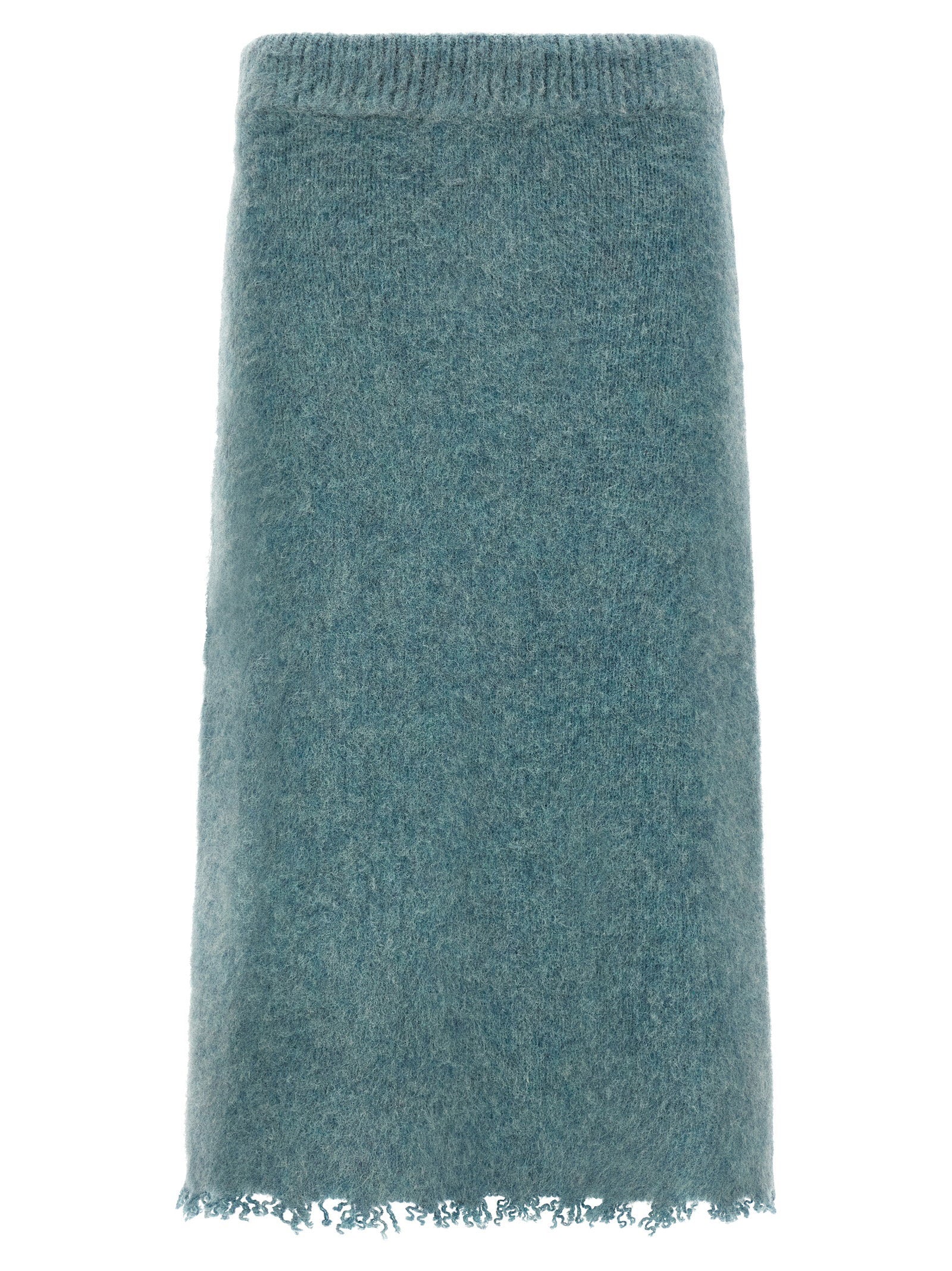 Jil Sander Brushed Shetland Wool Knit Skirt — teal