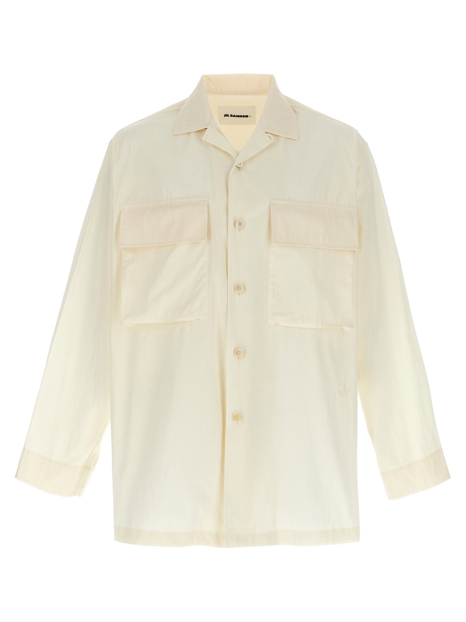 Jil Sander Logo-Embroidered Cotton Poplin Shirt — Cream