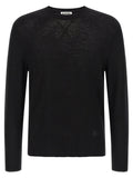 Jil Sander Logo-Embroidered Virgin Wool Sweater — Black