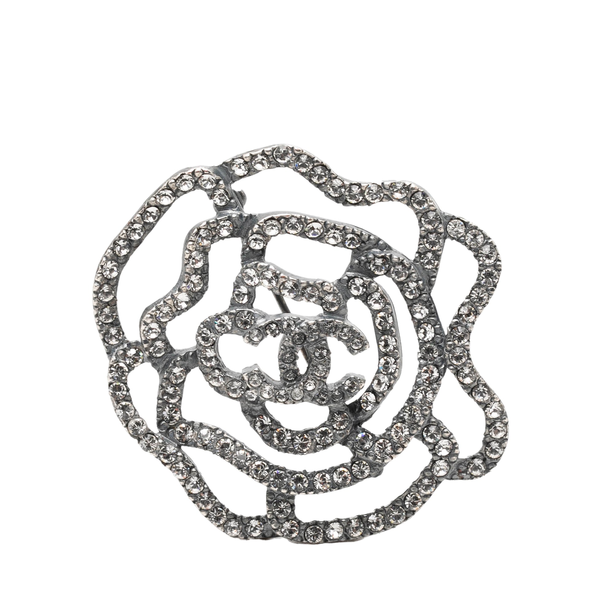 Brass and Strass Camelia Pin Brooch