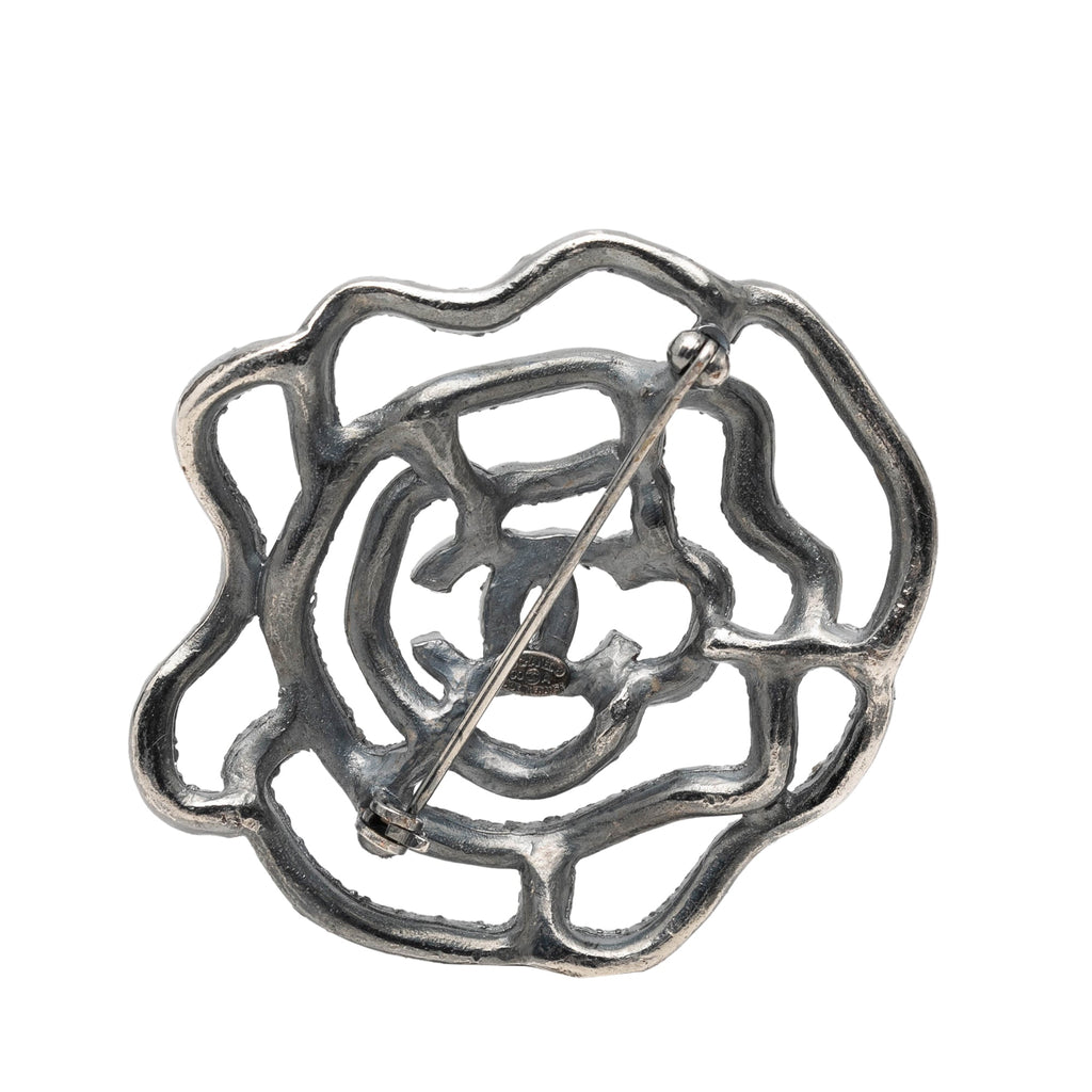 Brass and Strass Camelia Pin Brooch