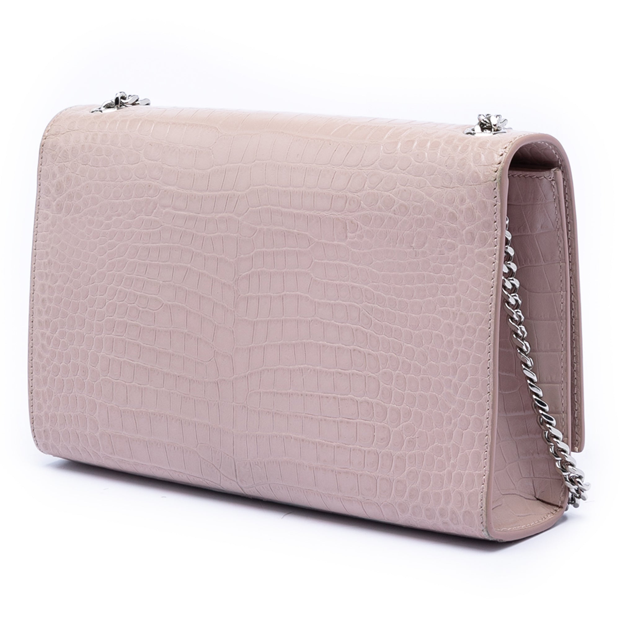Medium Croc Embossed Leather Kate Tassel Crossbody