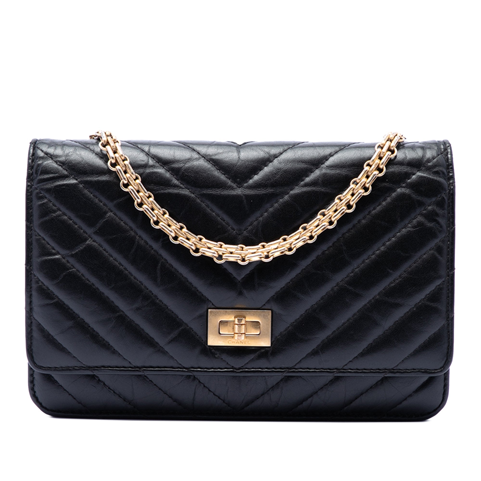 Reissue 2.55 Chevron Aged Calfskin Wallet on Chain