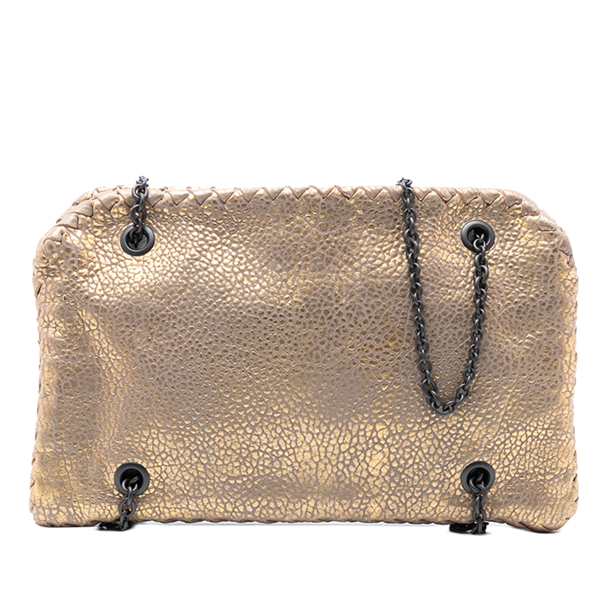Intrecciato Trimmed Metallic Leather Duo Shoulder Bag